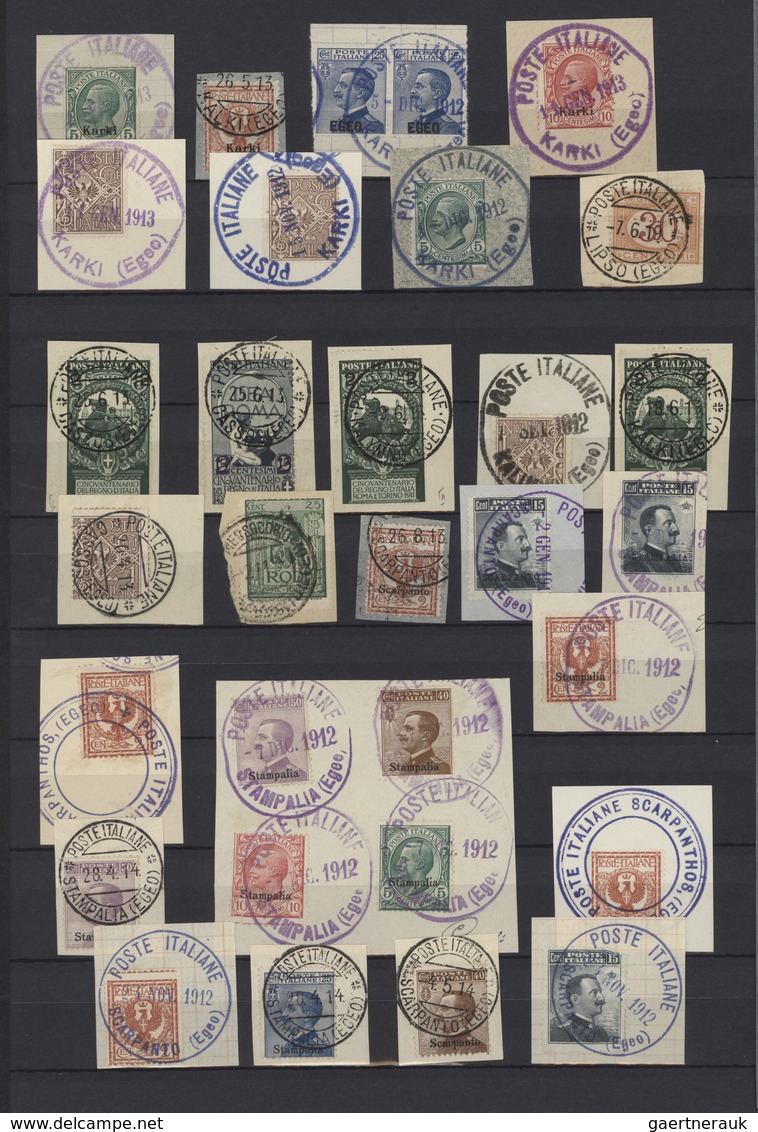 Ägäische Inseln: 1912/1947, Collection/assortment Of Apprx. 340 Stamps On Piece, Each Bearing Clear - Egée