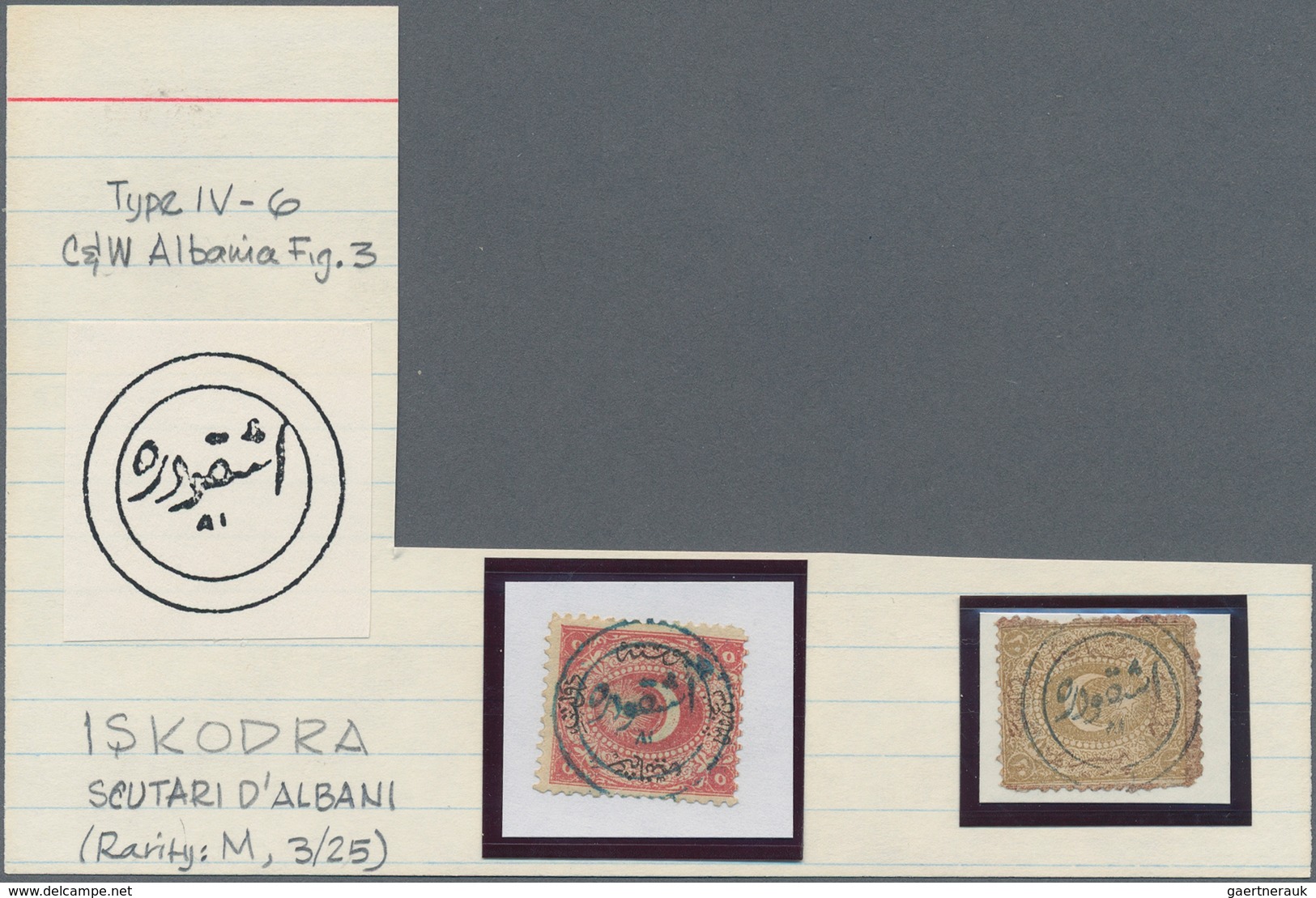 Albanien: 1865/1912, Cancellations Of Ottoman Empire Used In Albania On Stamps And On Piece, Ishkodr - Albanie