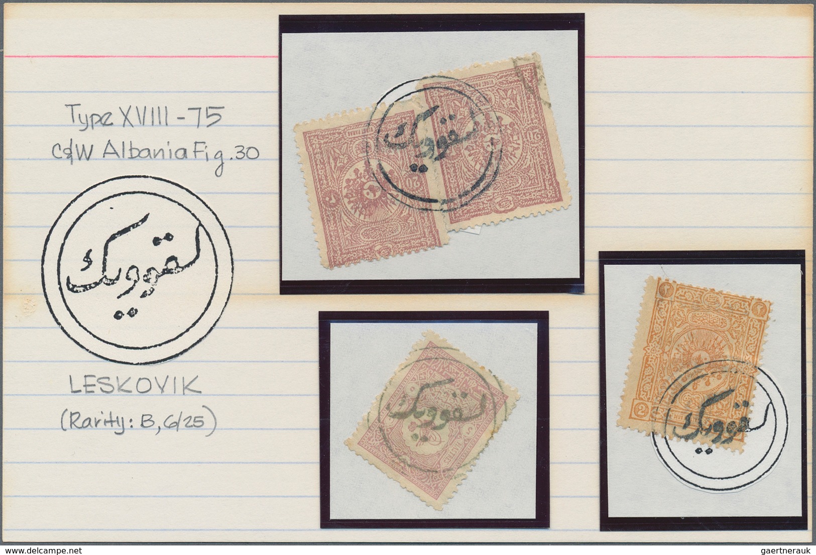 Albanien: 1865/1912, Cancellations Of Ottoman Empire Used In Albania On Stamps And On Piece, Ishkodr - Albanie