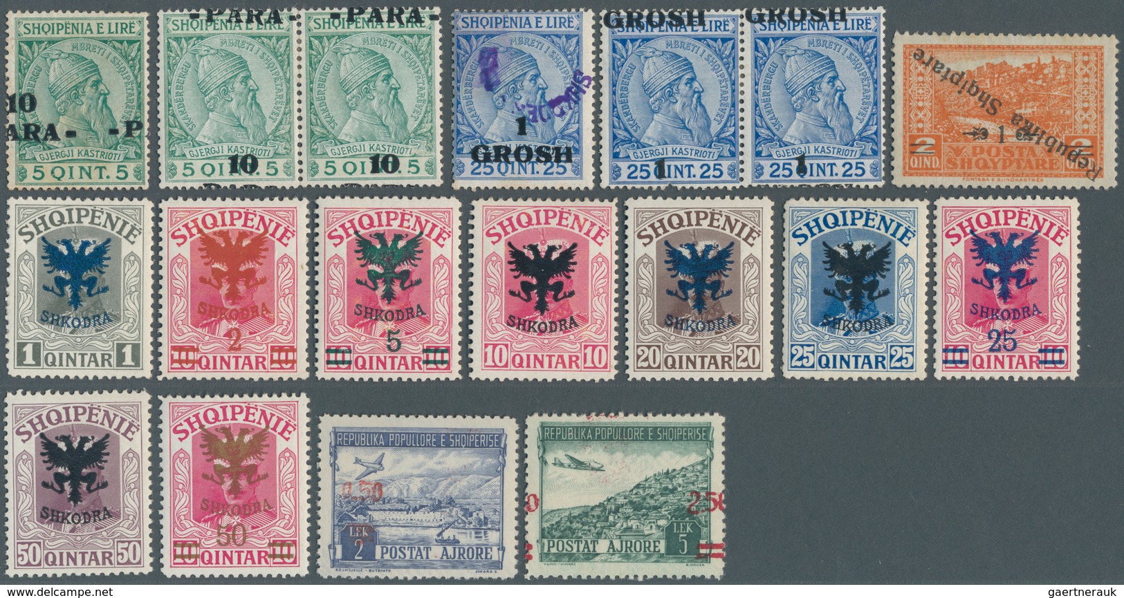 Albanien: 1913/1953, Mint And Used Lot On Stockcards, E.g. A Nice Selcetion Of Overprint Varieties, - Albanie