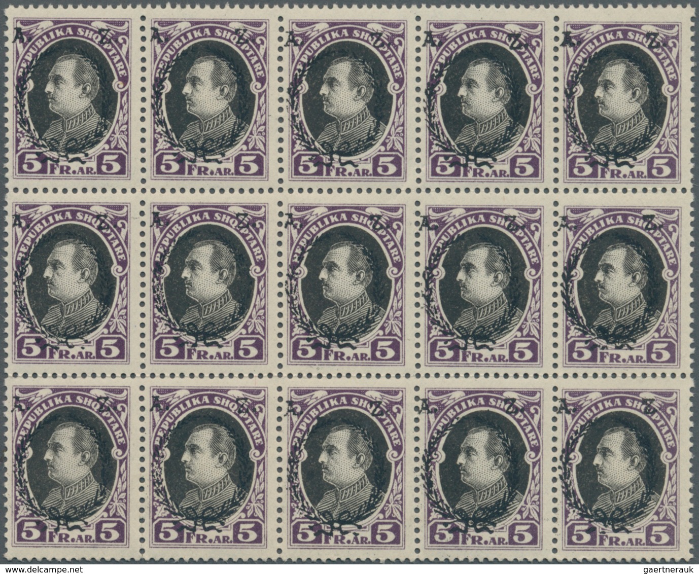 Albanien: 1927, Achmed Zogu Two Years Government 5fr. Violet/black With Black Opt. In A Lot With Abo - Albania