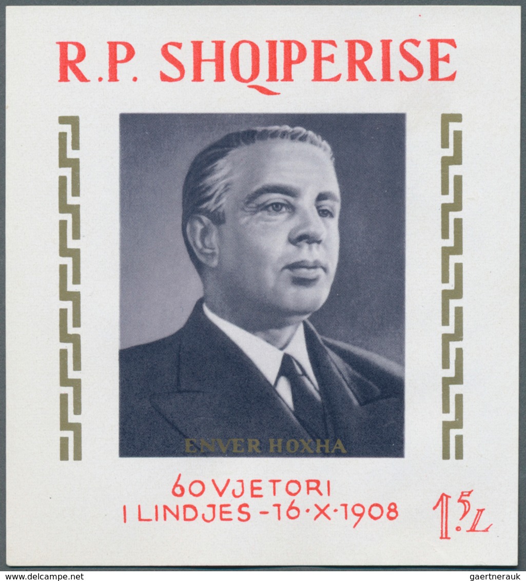 Albanien: 1968, Blockausgabe Zum 60. Geburtstag Von Enver Hoxha Anlagebestand Von 32 Bocks, Postfris - Albanie