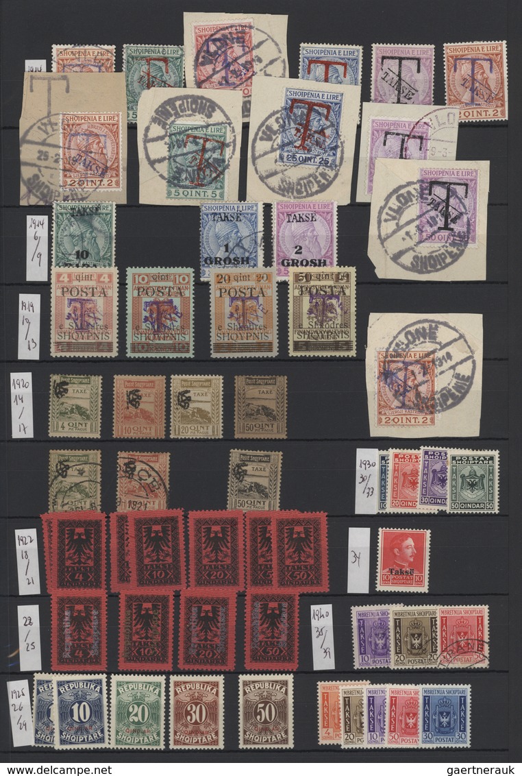 Albanien - Portomarken: 1914/1940, Mint And Used Collection Of Apprx. 55 Stamps From "T" Overprints, - Albania