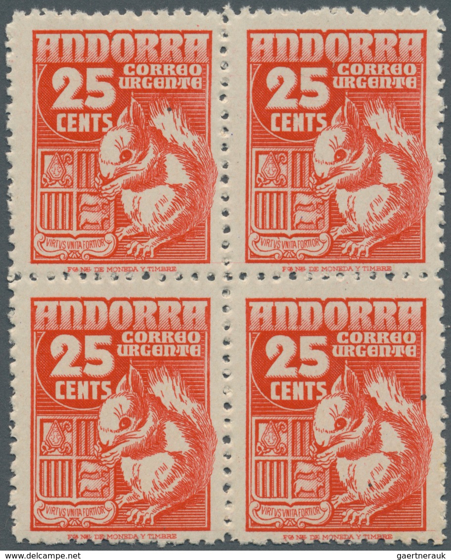 Andorra - Spanische Post: 1949, Express Stamp 25c. Red ‚Grey Squirrel‘ In A Lot With About 450 Stamp - Otros & Sin Clasificación