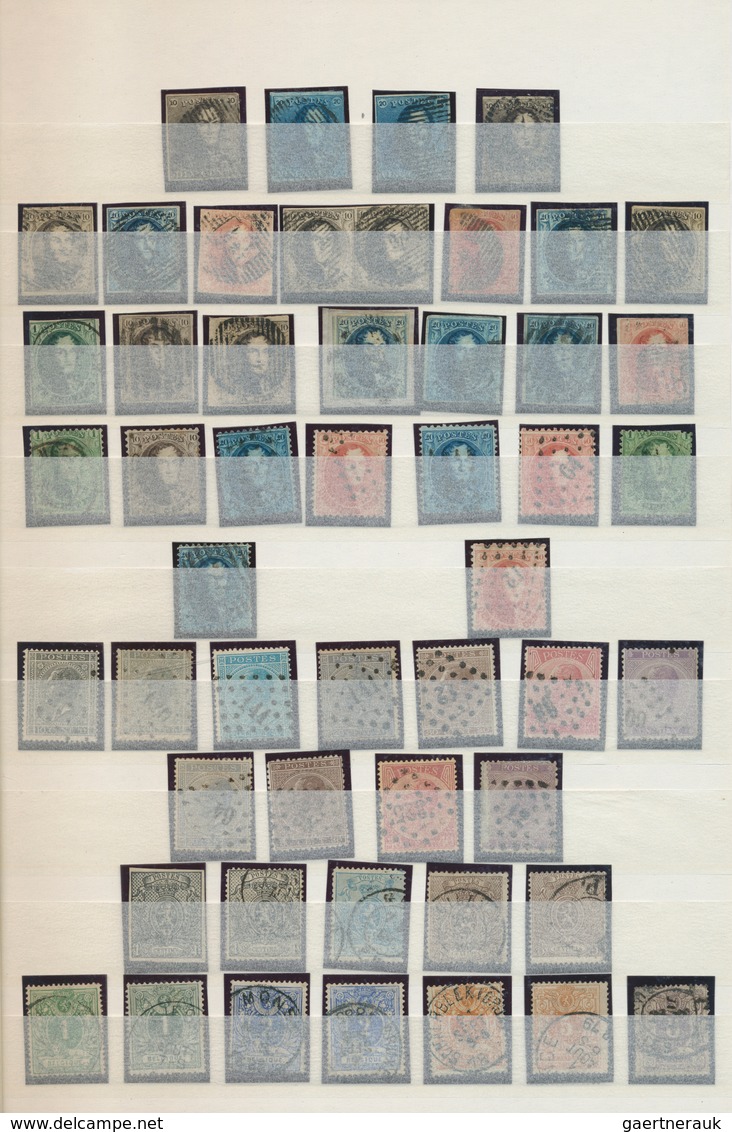 Belgien: 1849/1910, Mainly Used Collection On Stockpages, From 1st Issue, Also 1878 5fr. Brown (plus - Otros & Sin Clasificación