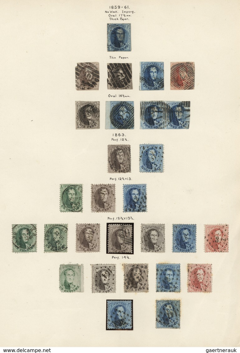Belgien: 1849/1958, Used And Mint Collection On Album Pages, From A Good Section Epaulettes/Medaillo - Autres & Non Classés