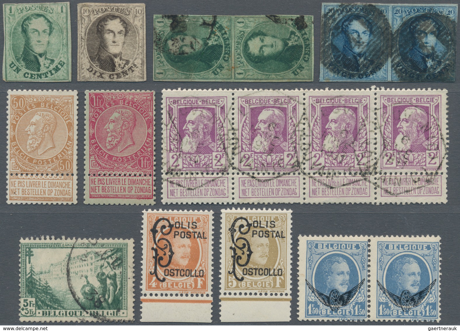 Belgien: 1858/1953 (ca.), Duplicates On Stockcards With Some Nice Classic Stamps And Later Issues Wi - Otros & Sin Clasificación