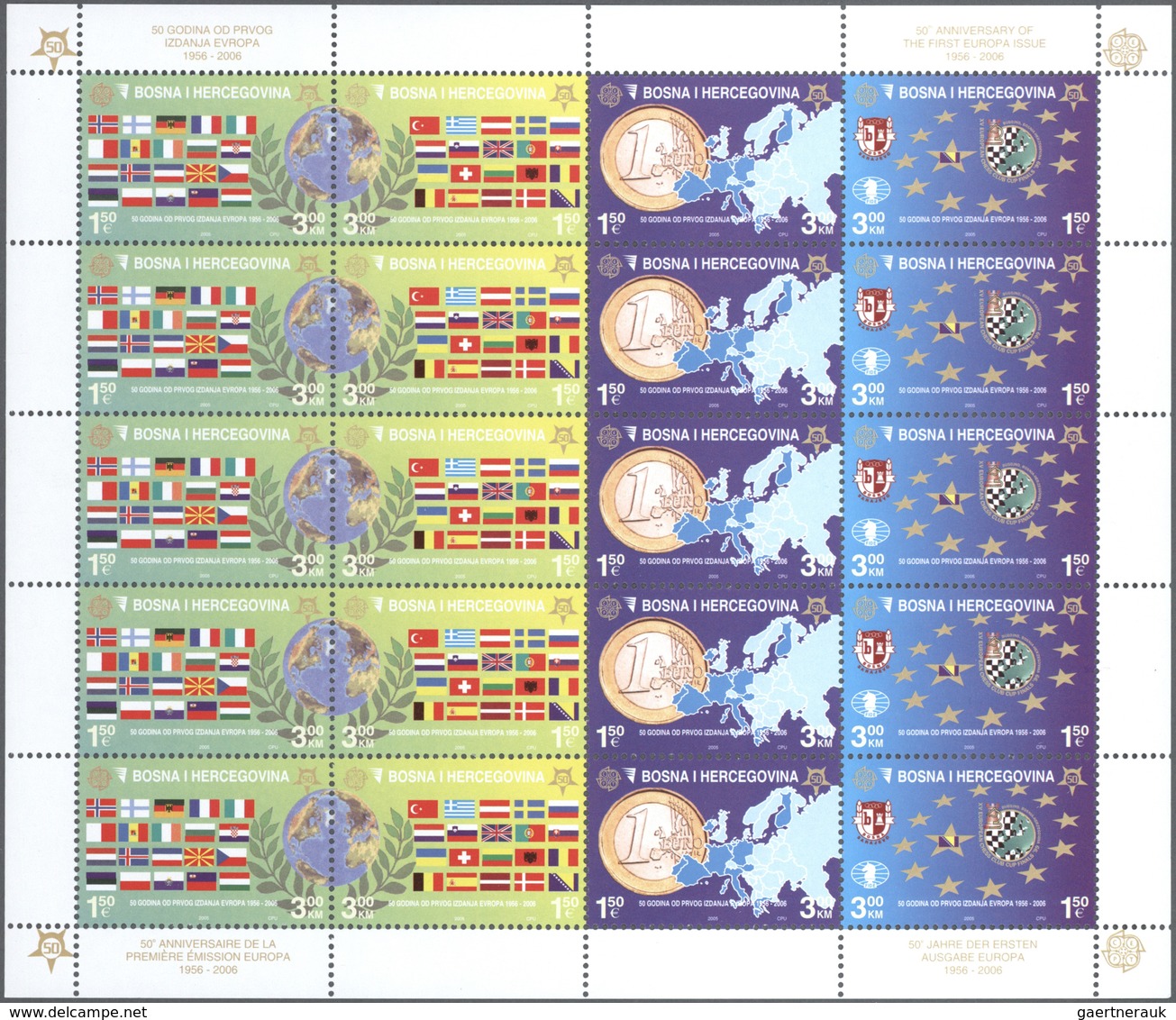 Bosnien Und Herzegowina: 2006, "50 Jahre Europamarken". Lot Von 1.000 Sätzen In Kleinbogen Und 1.000 - Bosnia Herzegovina