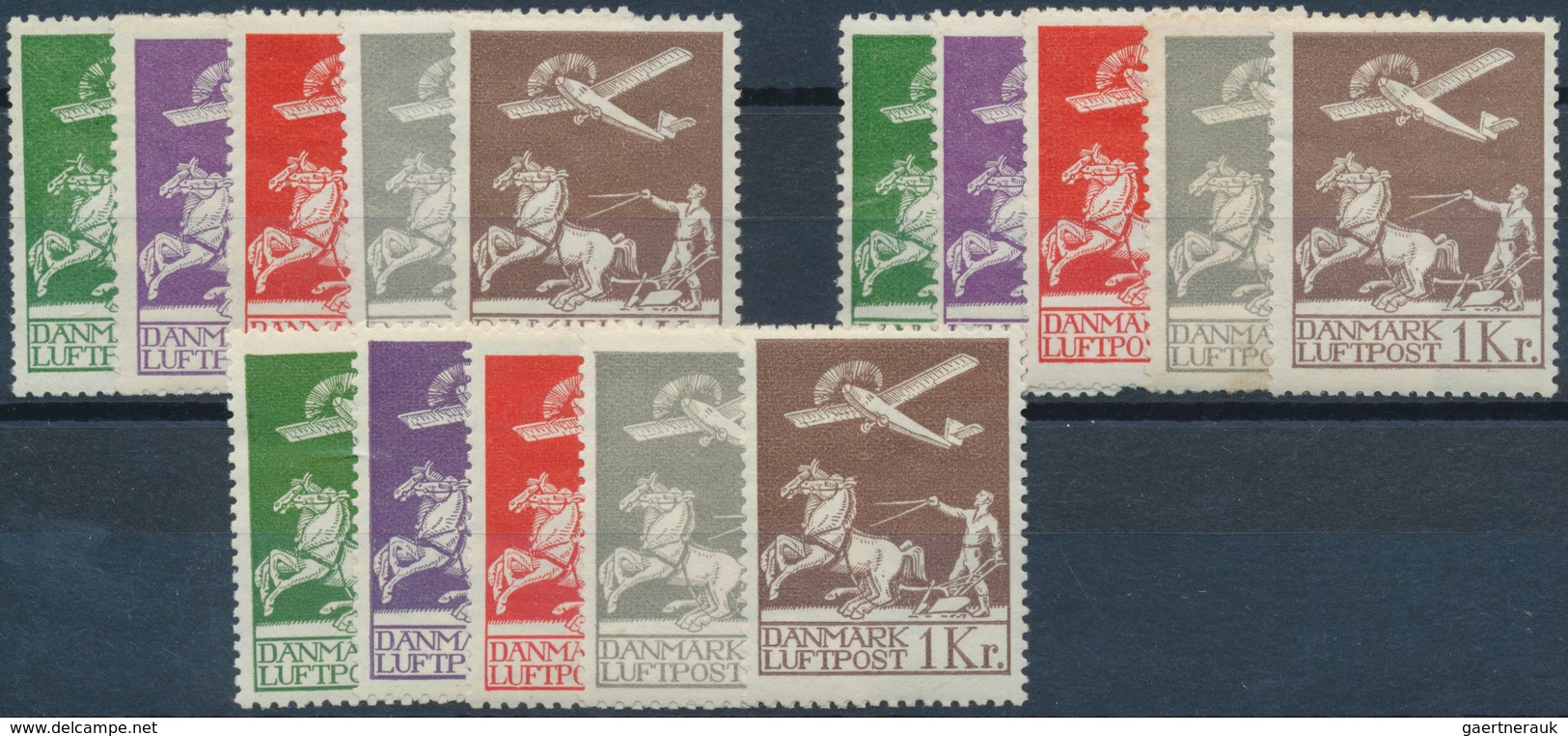 Dänemark: 1925/1929, Airmails, Three Complete Mint Sets Of Five Values. Michel Nos. 143/45, 180/81. - Nuevos