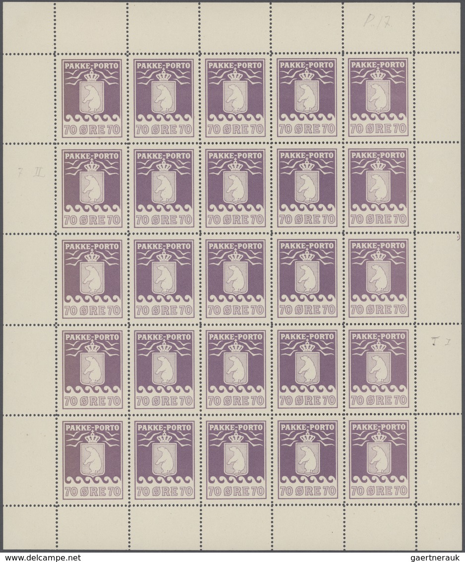Dänemark - Grönländisches Handelskontor: 1937. Complete Sheet Of 25 "Pakke-Porto 70 Ore Lilac", Mint - Otros & Sin Clasificación