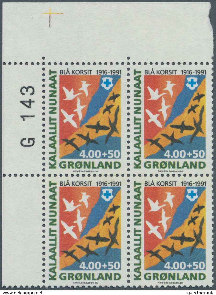 Dänemark - Grönland: 1991, 75 Years BLUE CROSS Lot With Approx. 670 Stamps In Part Sheets, Mint Neve - Lettres & Documents