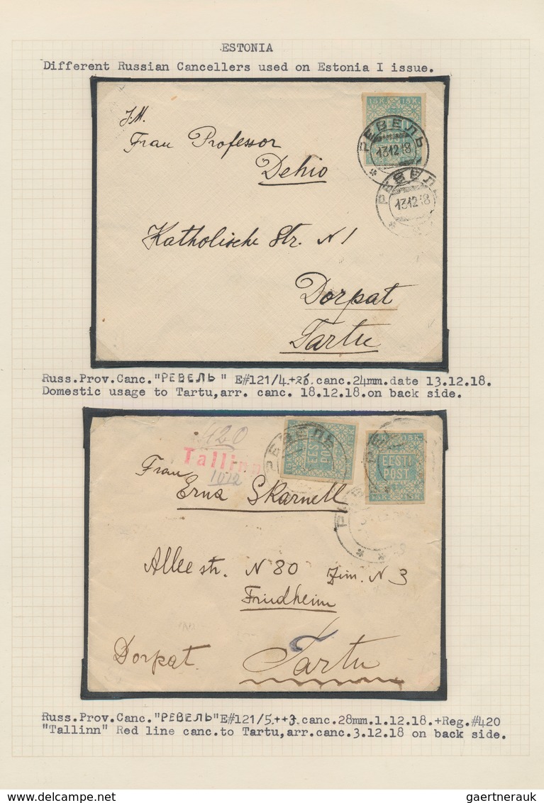 Estland: 1918/1920, specialised collection of early issues, neatly arranged on written up pages, com