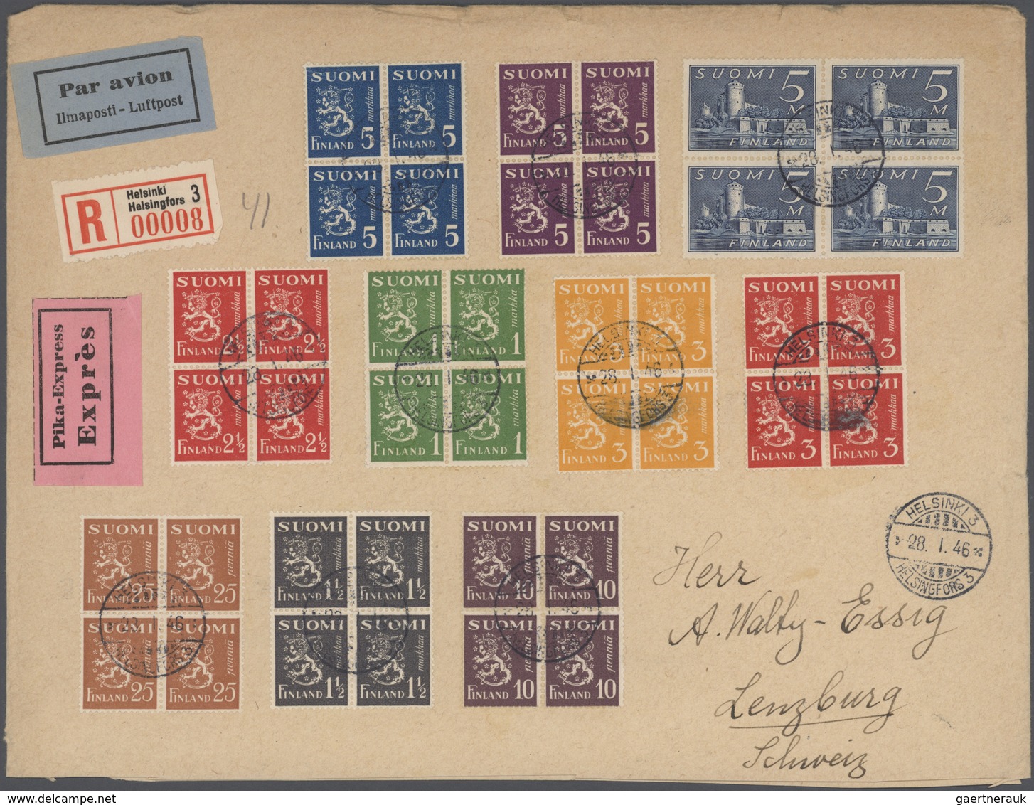 Finnland: 1926/1952, A Lovely Assortment Of More Than 80 Entires, Showing Many Attractive Frankings, - Nuevos