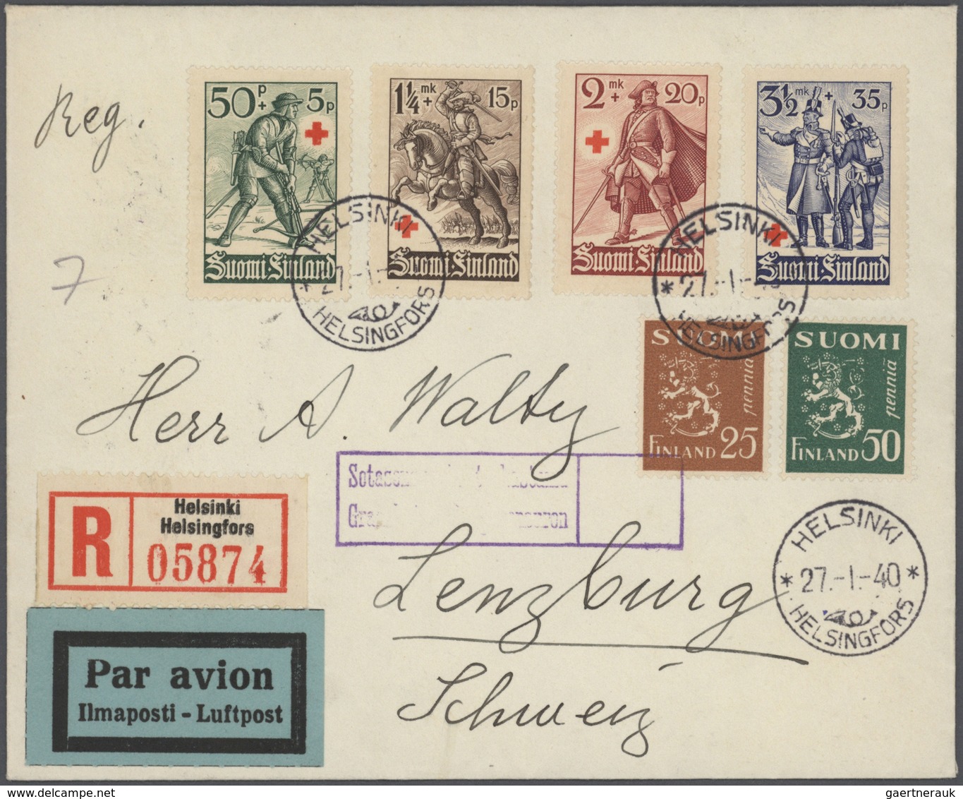 Finnland: 1926/1952, a lovely assortment of more than 80 entires, showing many attractive frankings,