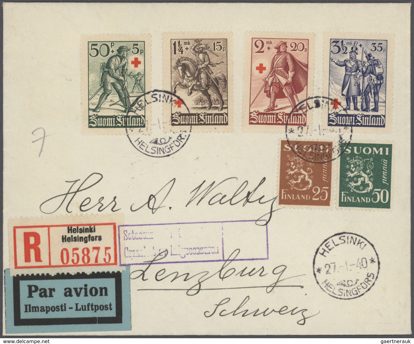 Finnland: 1926/1952, a lovely assortment of more than 80 entires, showing many attractive frankings,