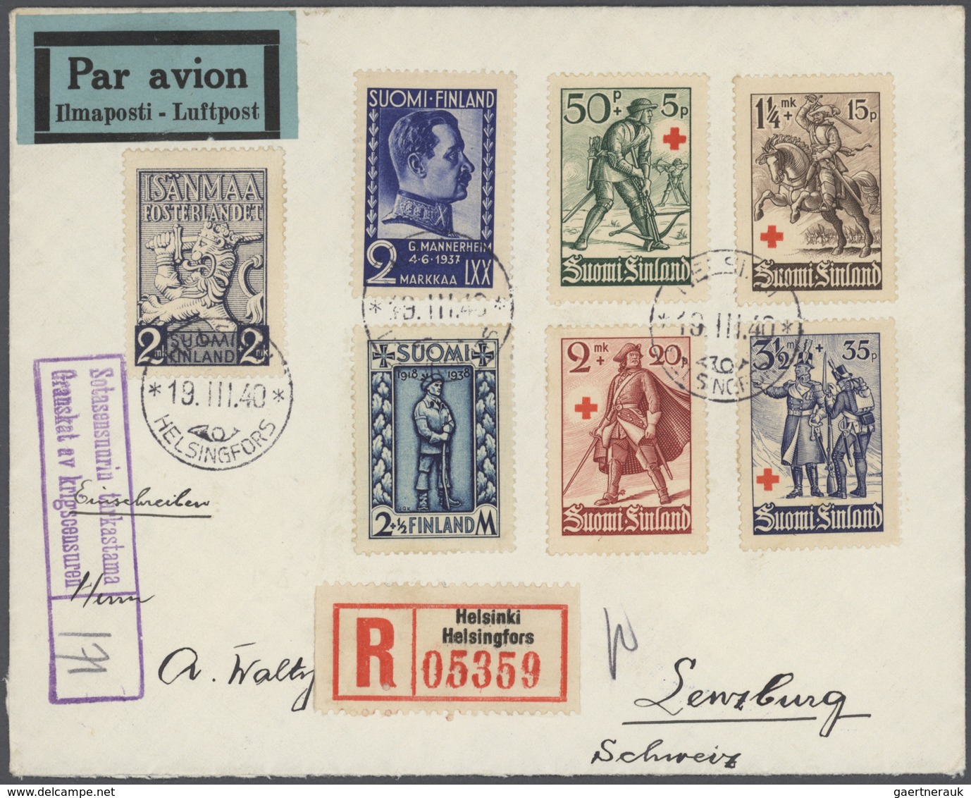 Finnland: 1926/1952, a lovely assortment of more than 80 entires, showing many attractive frankings,