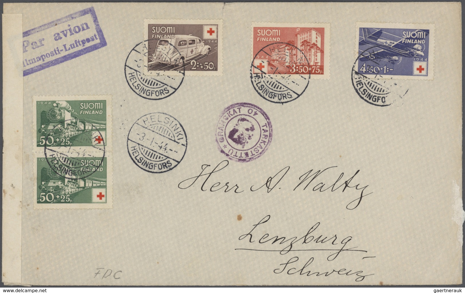 Finnland: 1926/1952, a lovely assortment of more than 80 entires, showing many attractive frankings,