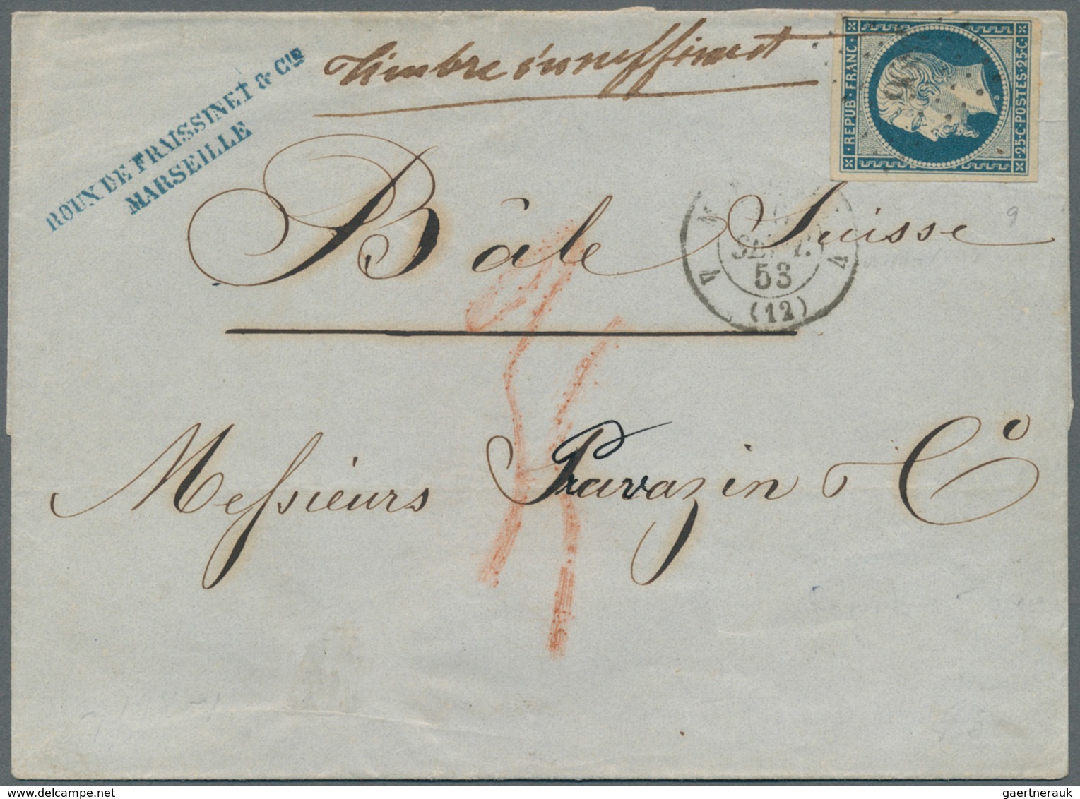 Frankreich: 1854/1868, NAPOLEON NON DENTELE/DENTELE, assortment of 39 entires incl. two single frank