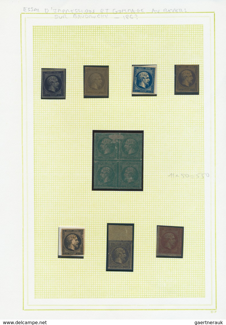 Frankreich: 1860/1870 (ca.), ESSAIS, Specialised Collection Of Apprx. 190 Pieces, Comprising Bordes, - Otros & Sin Clasificación