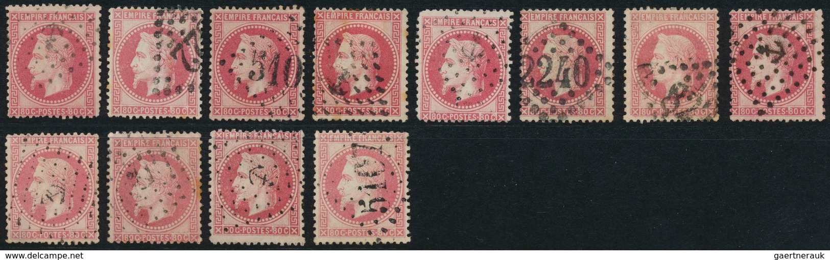 Frankreich: 1862/1870, EMPIRE DENTELE/LAURE, Lot Of 72 Used And Mint Stamps Incl. One Block Of Four, - Autres & Non Classés