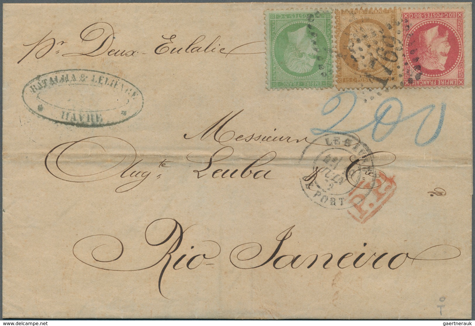 Frankreich: 1865/1872, Lot Of Eight Lettersheets With Napoloen And Ceres Frankings To Brazil/Argenti - Otros & Sin Clasificación