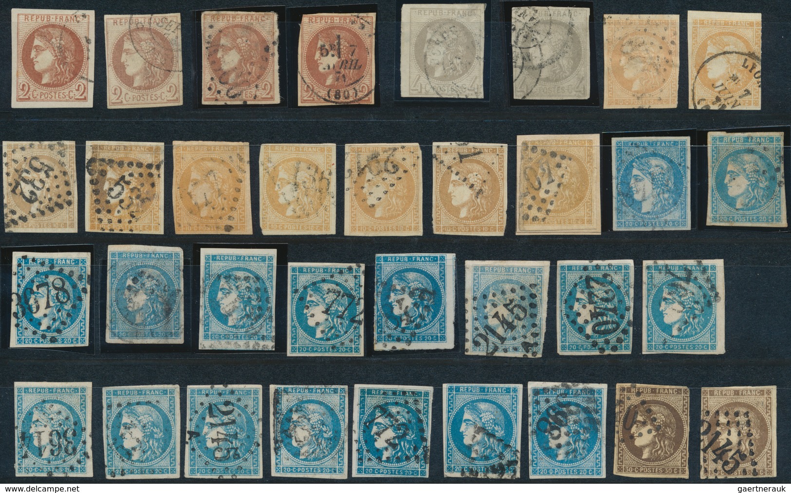 Frankreich: 1870/1871, Bordeaux Issue, Mainly Used Assortment Of 47 Stamps 2c. To 80c., Varied Condi - Otros & Sin Clasificación