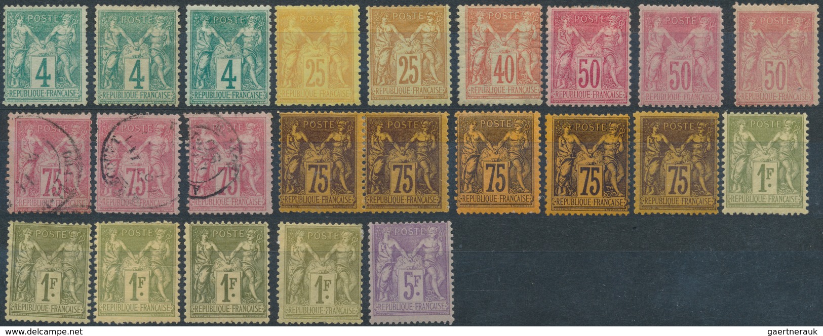 Frankreich: 1876/1886, Type Sage, Mainly Mint Lot Of 23 Stamps 4c. To 5fr., Varied Condition, Better - Autres & Non Classés