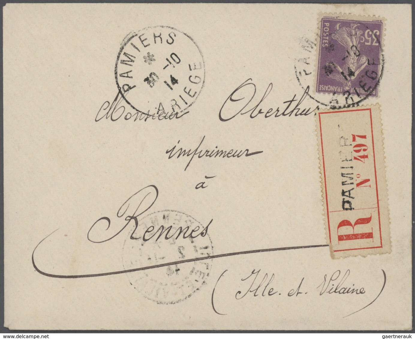 Frankreich: 1910/50 (ca.), Sammlung Von Ca. 335 Einschreibe-Briefen, Sehr Spezialisiert Mit Vielen T - Autres & Non Classés