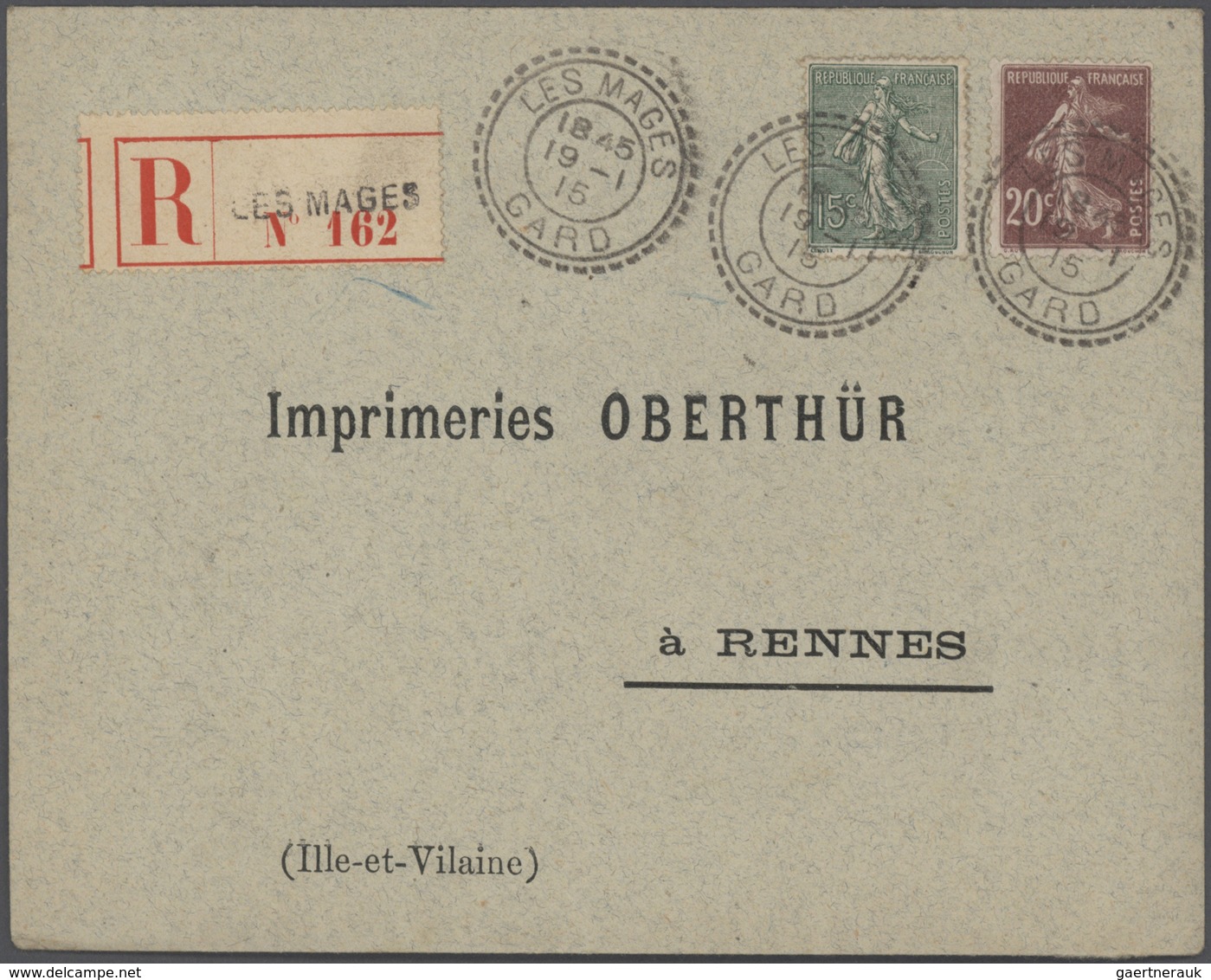 Frankreich: 1910/50 (ca.), Sammlung von ca. 335 Einschreibe-Briefen, sehr spezialisiert mit vielen T