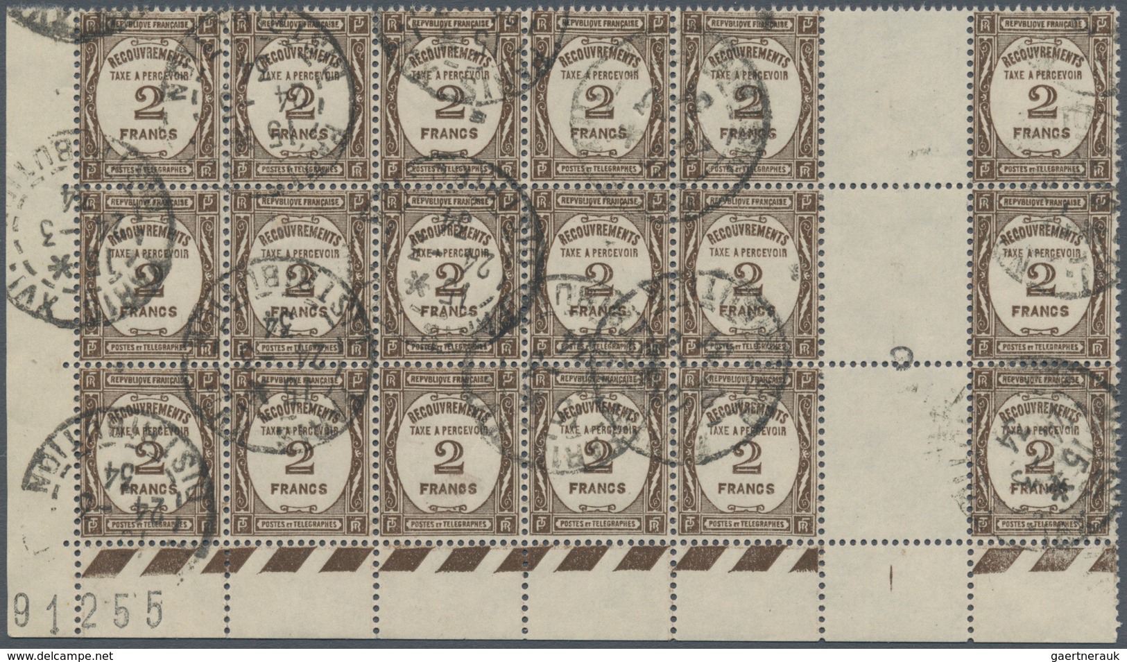 Frankreich - Portomarken: 1931, Postage Due 2fr. Sepia Lot With About 250 Stamps Incl. Many Larger B - 1960-.... Cartas & Documentos