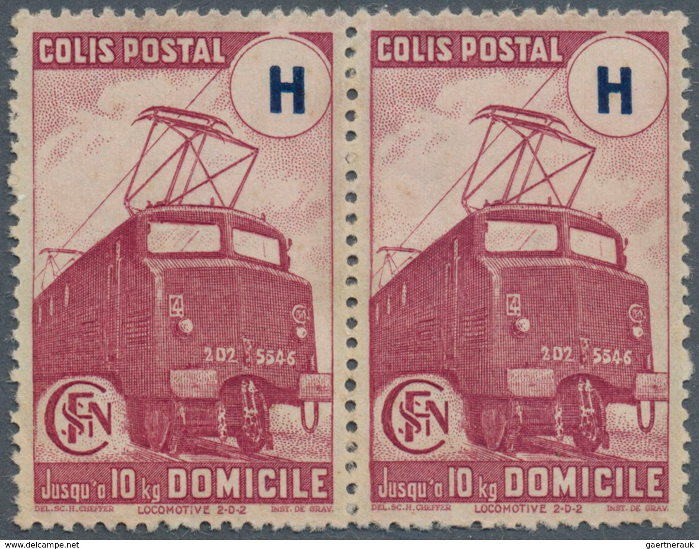 Frankreich - Postpaketmarken: 1945, Electro Locomotive 'red-wine Coloured' (lie-de-vin) Instead Of V - Autres & Non Classés