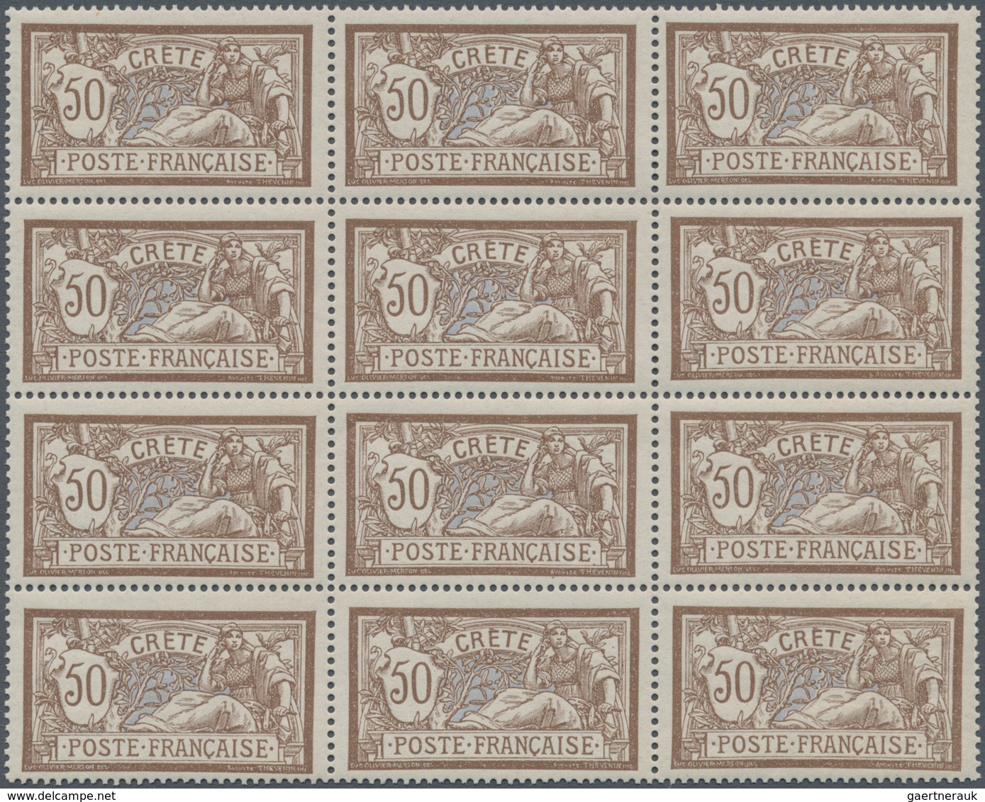 Französische Post Auf Kreta: 1902, Merson 50c. Brown/pale Blue Inscr. ‚CRETE‘ In A Lot With About 50 - Autres & Non Classés