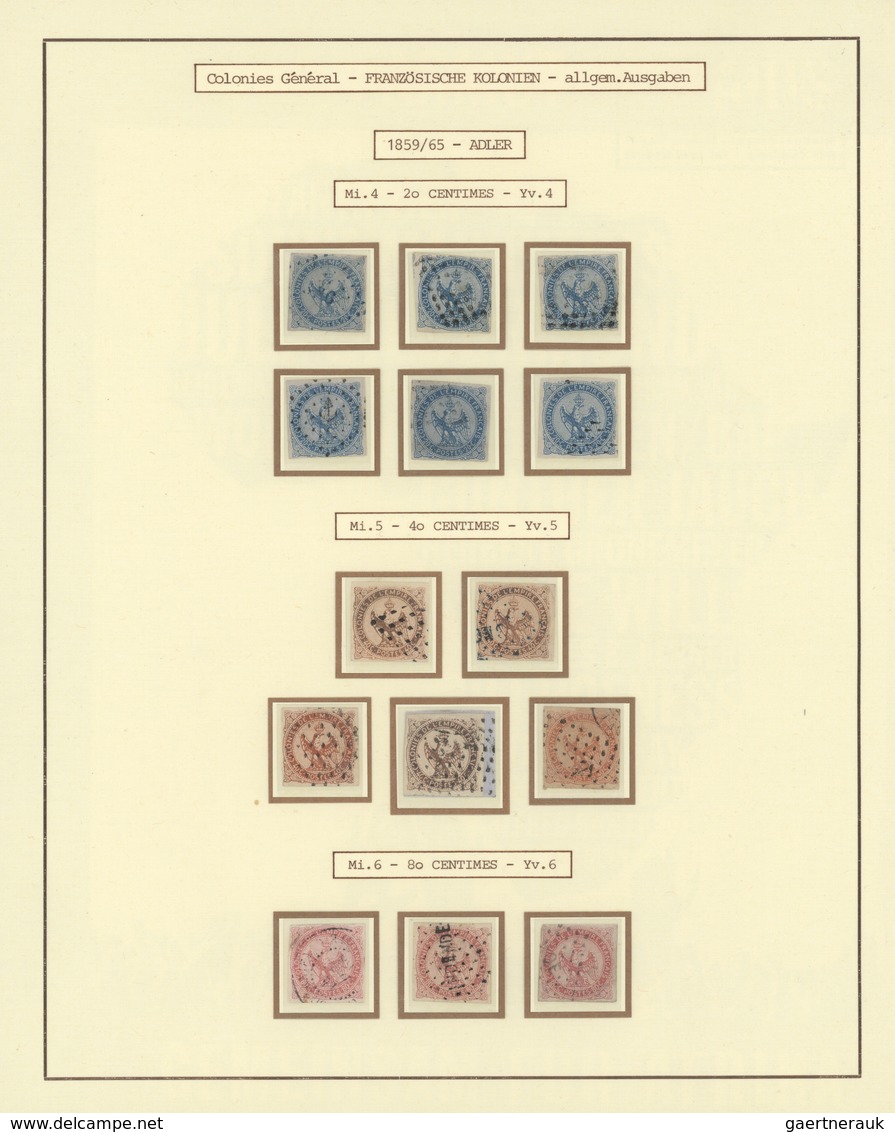 Französische Kolonien - Allgemeine Ausgabe: 1859/1890 (ca.), Used Collection On Written-up Album Pag - Otros & Sin Clasificación