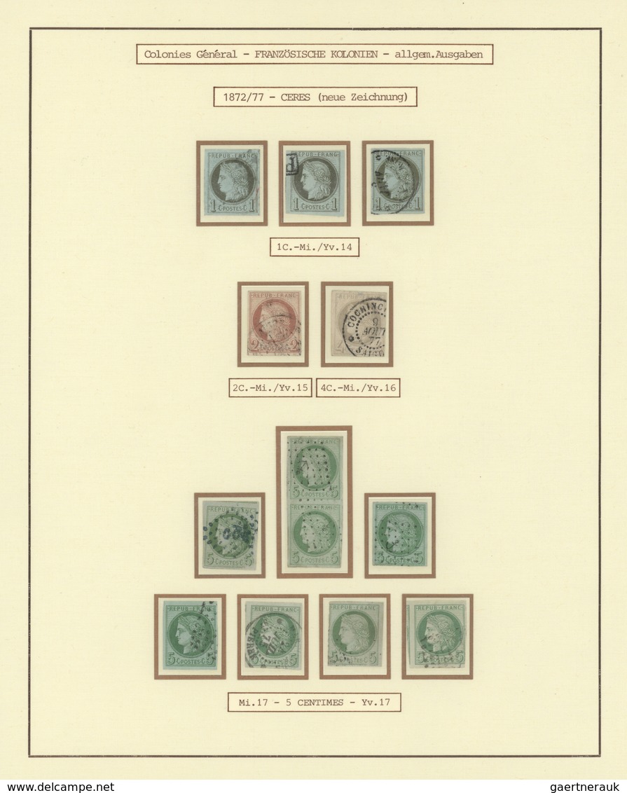 Französische Kolonien - Allgemeine Ausgabe: 1859/1890 (ca.), Used Collection On Written-up Album Pag - Other & Unclassified
