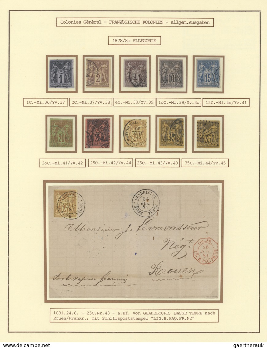 Französische Kolonien - Allgemeine Ausgabe: 1859/1890 (ca.), used collection on written-up album pag