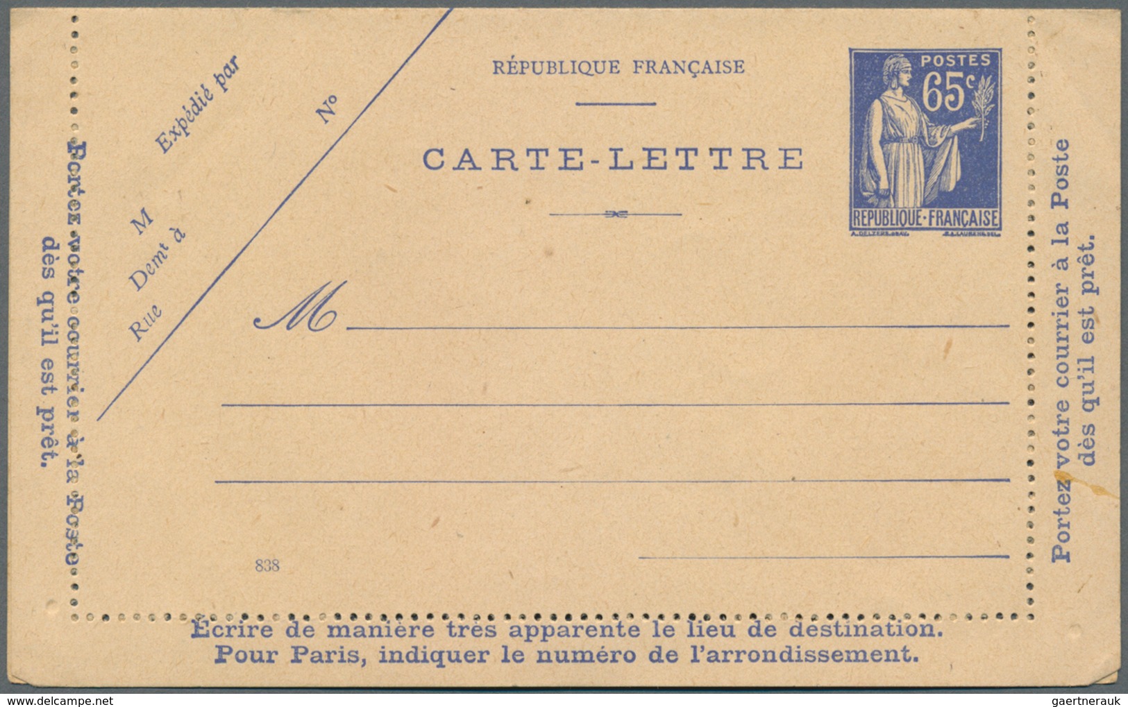 Frankreich - Ganzsachen: 1932/1943, Type PAIX, Assortment Of 37 Stationery Cards/letter Cards Used A - Autres & Non Classés