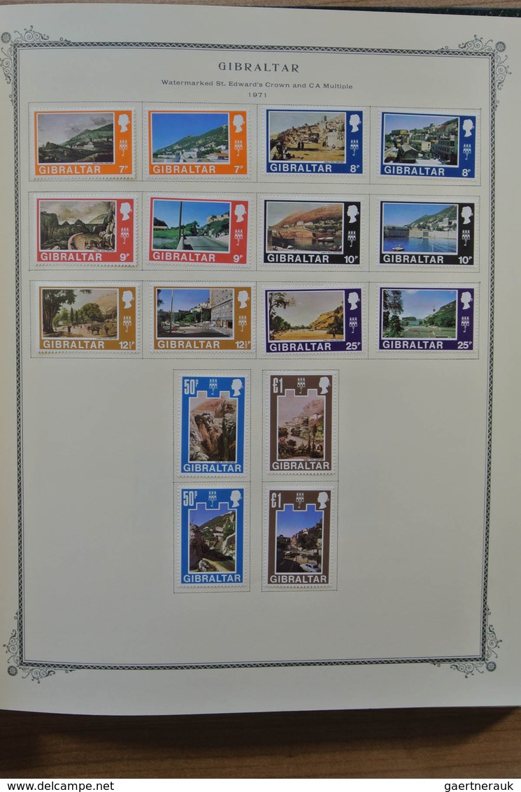 Gibraltar: 1889-2002. MNH and mint hinged collection Gibraltar 1889-2002 in Scott album. Collection