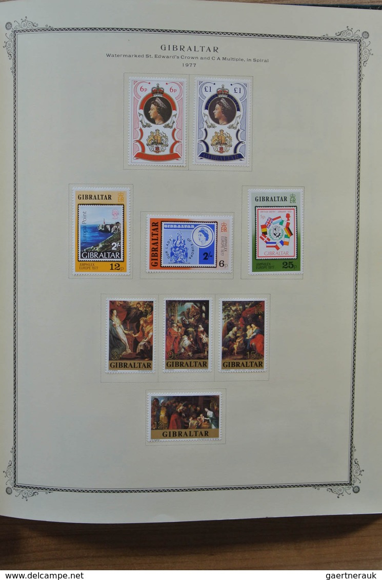 Gibraltar: 1889-2002. MNH and mint hinged collection Gibraltar 1889-2002 in Scott album. Collection