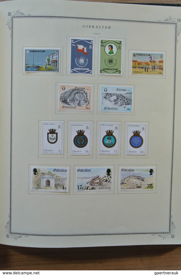 Gibraltar: 1889-2002. MNH and mint hinged collection Gibraltar 1889-2002 in Scott album. Collection