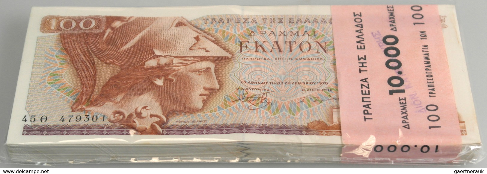 Griechenland: Bundle With 100 Pcs. 100 Drachmai 1978, P.200 With Original Bank Wrap In UNC Condition - Nuevos