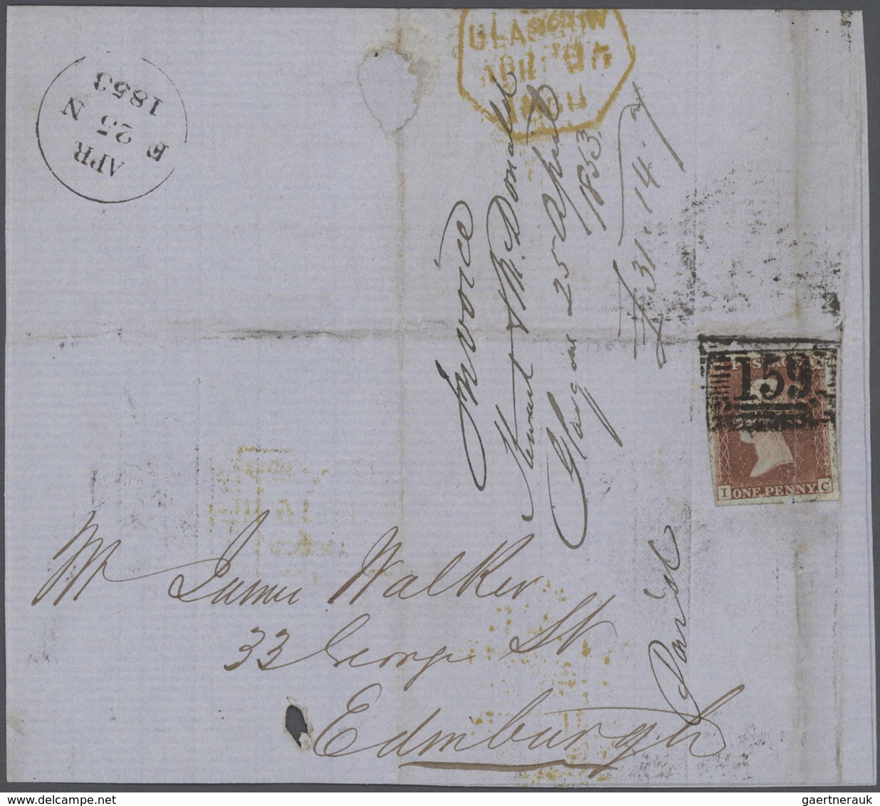 Großbritannien: 1840's SCOTLAND: Collection Of 48 Letters Used Within Scotland And Franked By Penny - Otros & Sin Clasificación