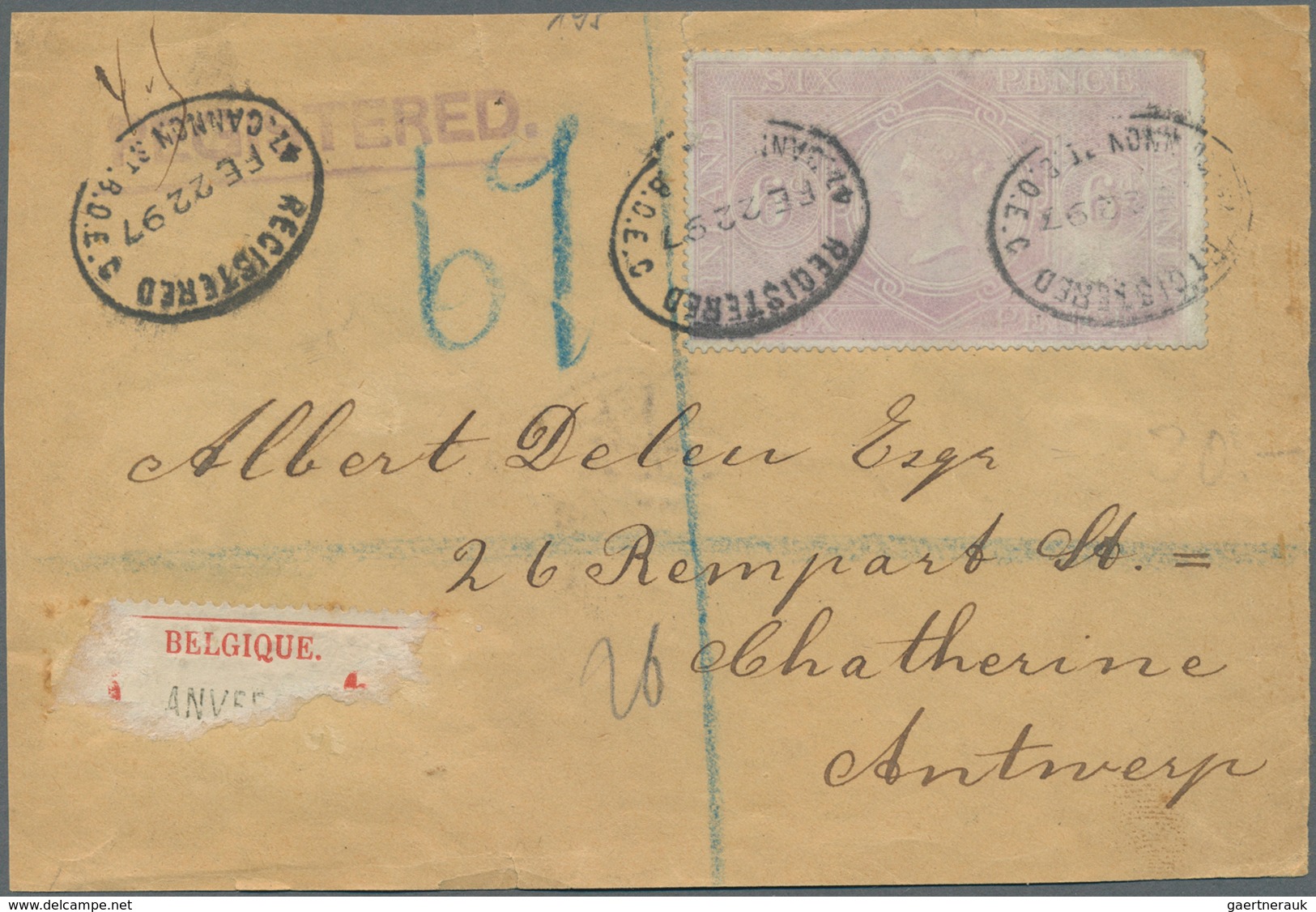 Großbritannien: 1848/1940 (ca.), Lot Of 13 Items, Varied Condition, E.g. Stampless Letter 1848 To An - Autres & Non Classés