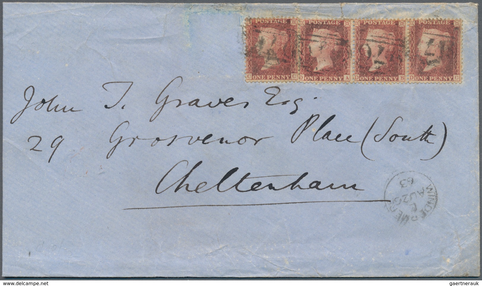 Großbritannien: 1856/1864, Lot Of 38 Entires Bearing 1d. Red, Not Checked For Better Types. Nice Lot - Autres & Non Classés