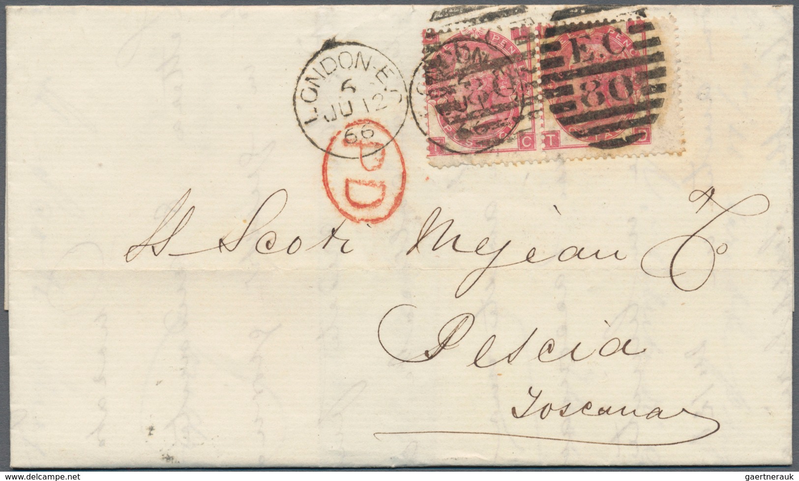 Großbritannien: 1861/1869, 6d. Foreign Rate Franked By Surface-printed Issues, Lot Of 52 Lettersheet - Otros & Sin Clasificación