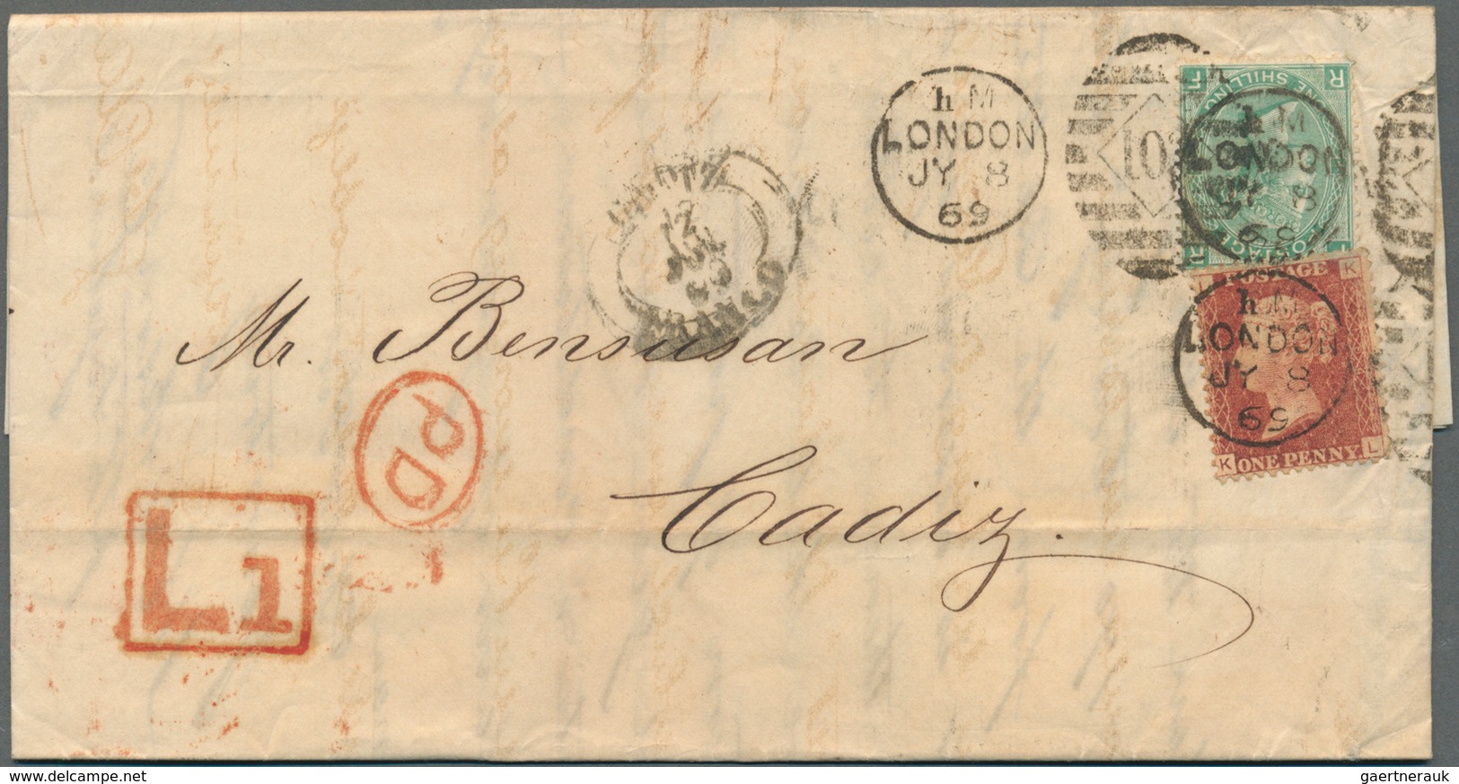 Großbritannien: 1862/1881, Group Of 16 Lettersheets/covers Bearing Surface-printed Issues, Mainly Se - Autres & Non Classés