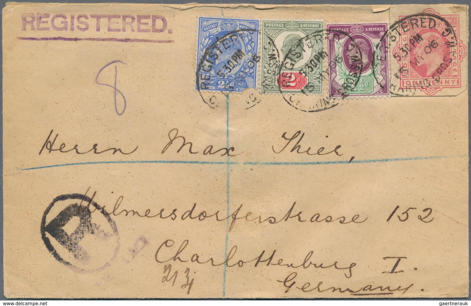 Großbritannien: 1905/1914. Interesting Collection Containing 30 Registered Letters, But One, Each Fr - Autres & Non Classés