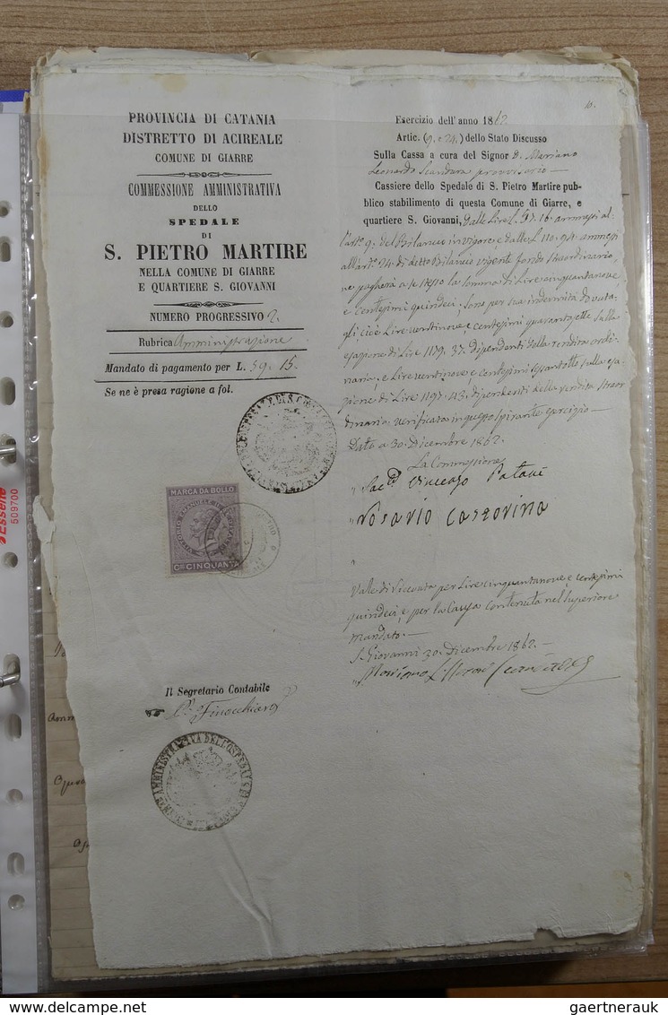 Italien: Two ordners with ca. 300 old covers and documents of Italy, including pre-philately, nice f