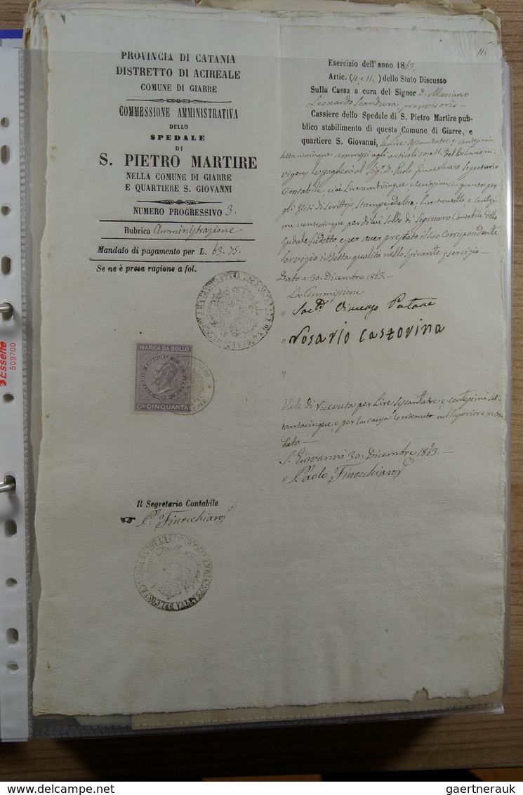 Italien: Two ordners with ca. 300 old covers and documents of Italy, including pre-philately, nice f