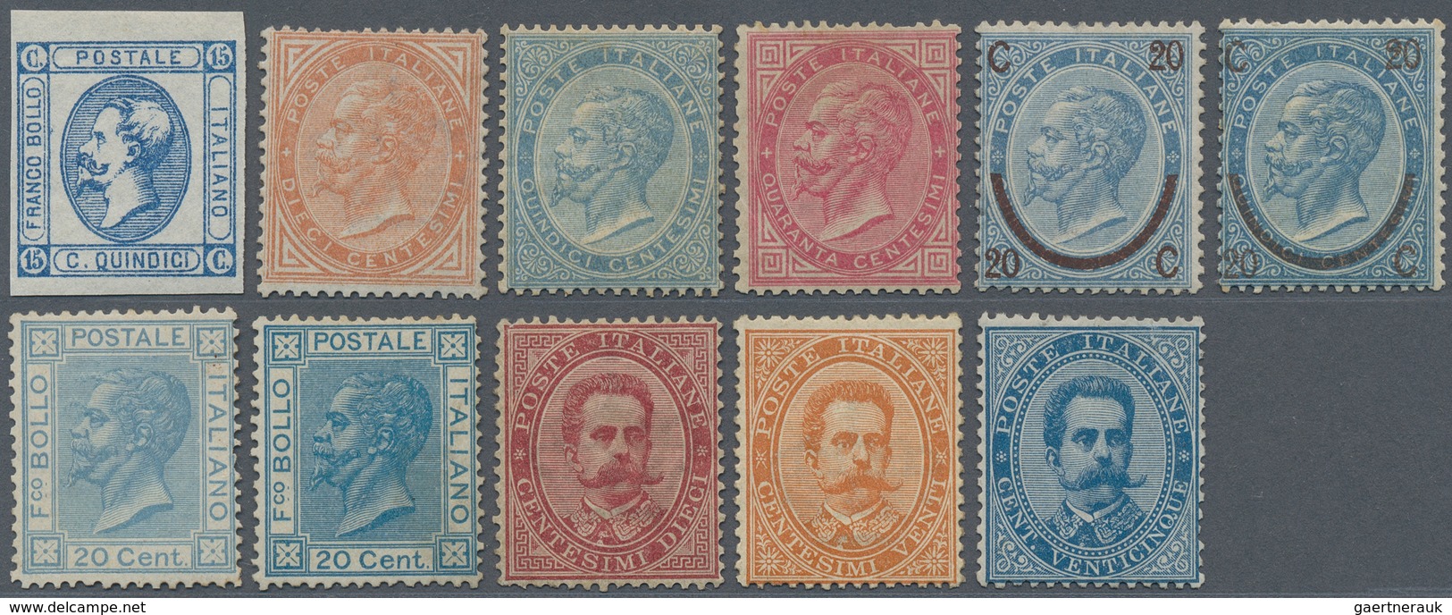 Italien: 1863/1879, Lot Of Eleven Better Unused Stamps: Sass. Nos. 12, L17, L18, L20, 23a, 25, L26, - Ungebraucht