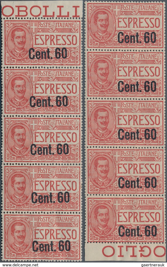 Italien: 1922, Victor Emanuel III. EXPRESS Stamp 50c. Brownish Rose Surch. 'Cent. 60' In A Lot With - Neufs